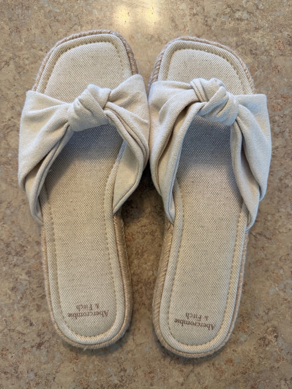 Abercrombie and fitch canvas Knot Slide Sandals in Light Beige